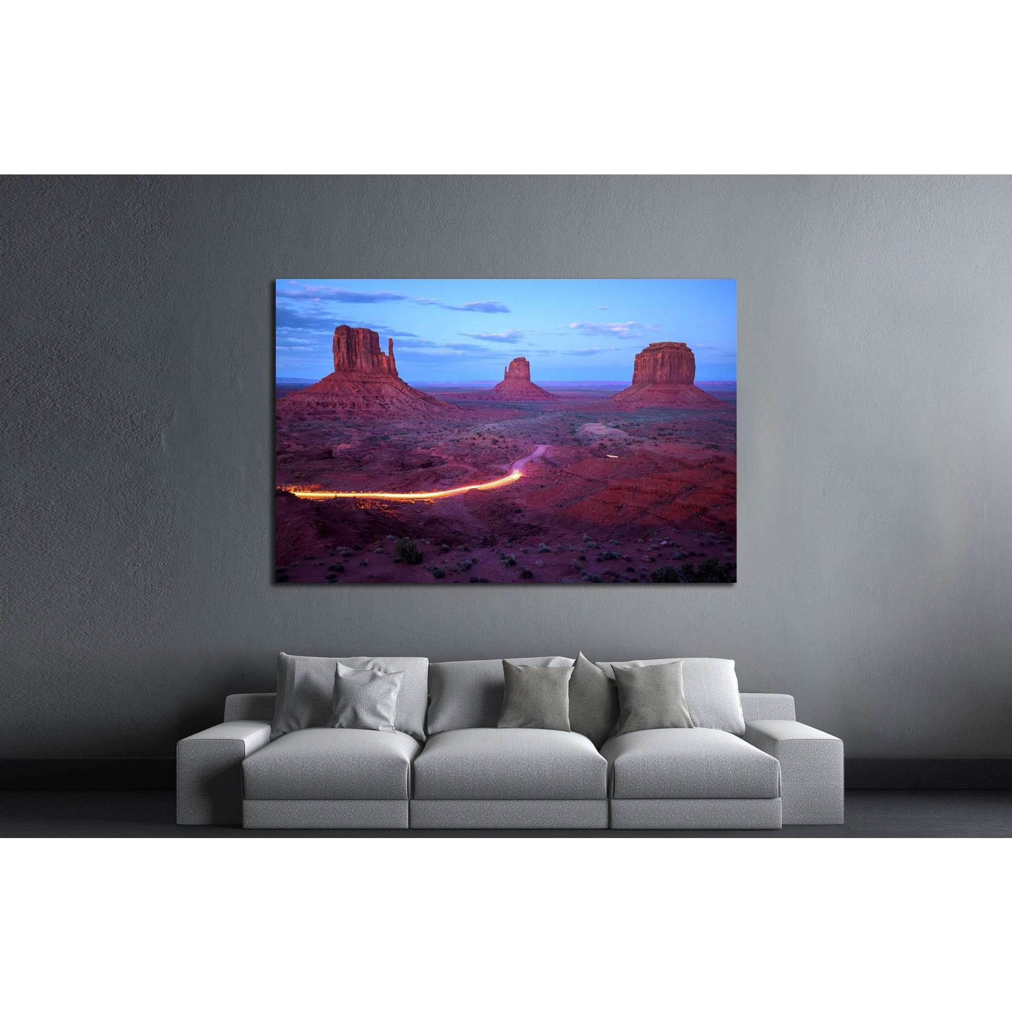 Monument Valley at dusk after sunset, Utah border, Arizona, USA №2000 Ready to Hang Canvas PrintCanvas art arrives ready to hang, with hanging accessories included and no additional framing required. Every canvas print is hand-crafted, made on-demand at o