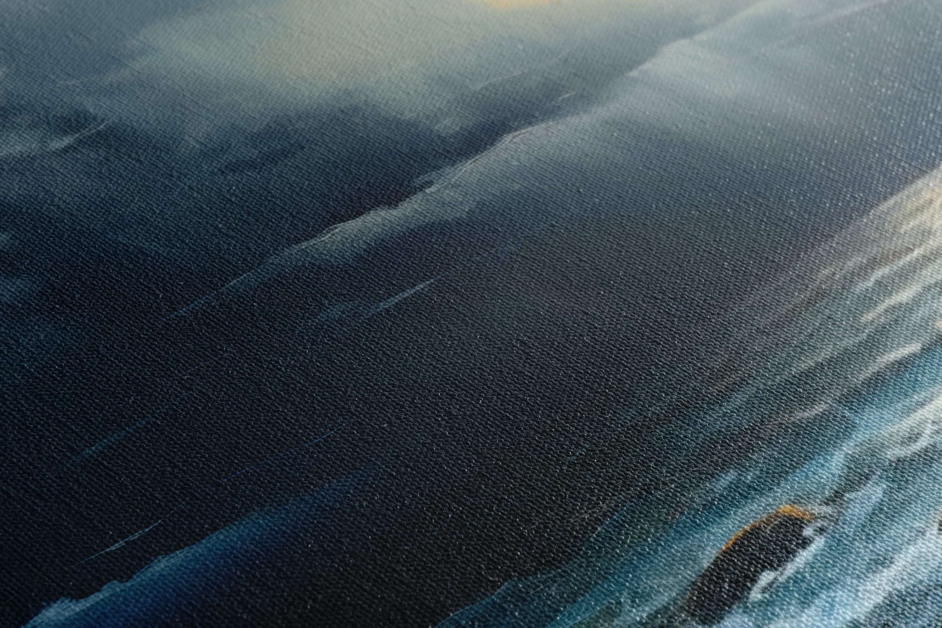 Moonlit Coastal Seascape with Heavy Clouds and Rain - Canvas Print - Artoholica Ready to Hang Canvas Print
