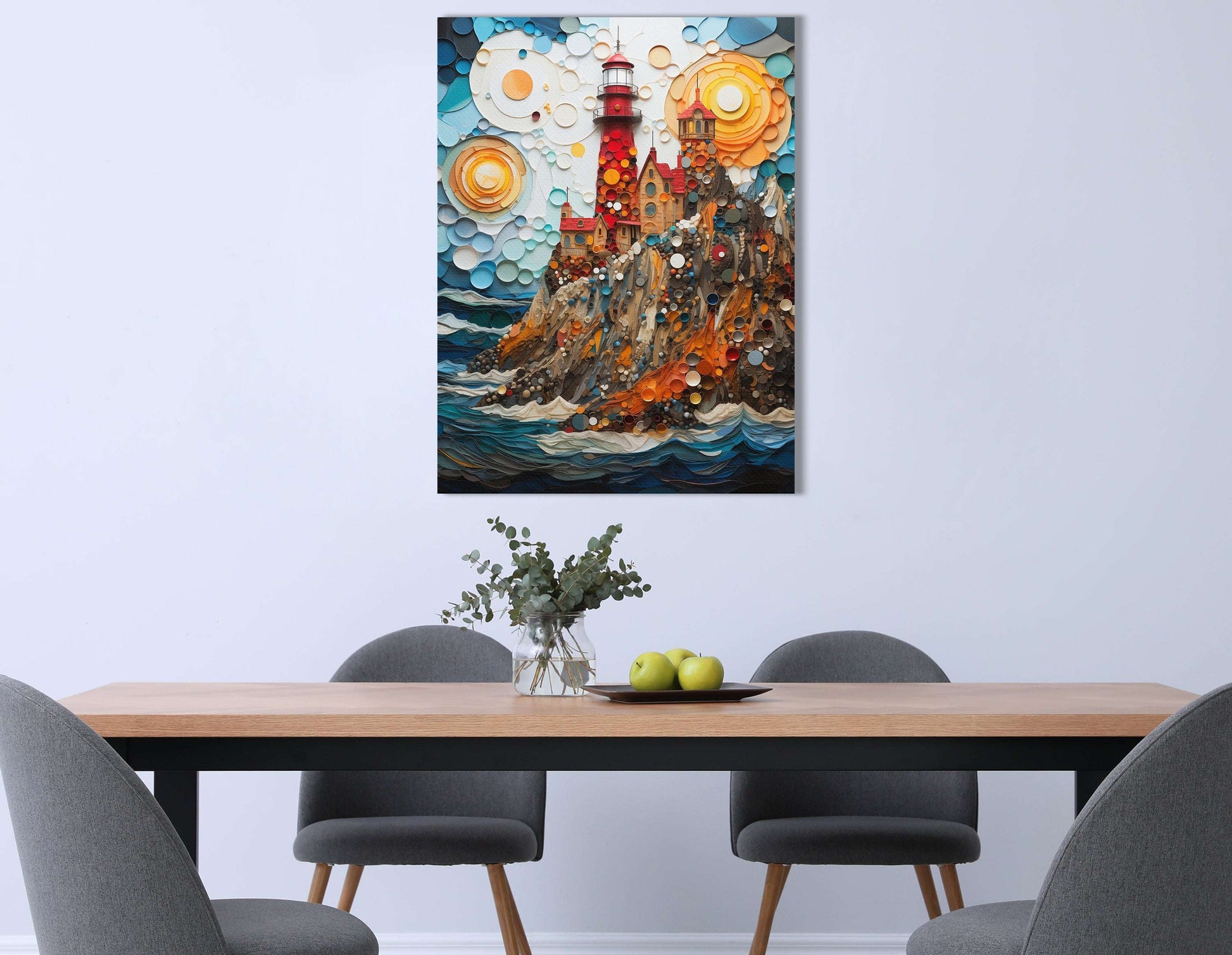 Mosaic Red Lighthouse - Canvas Print - Artoholica Ready to Hang Canvas Print