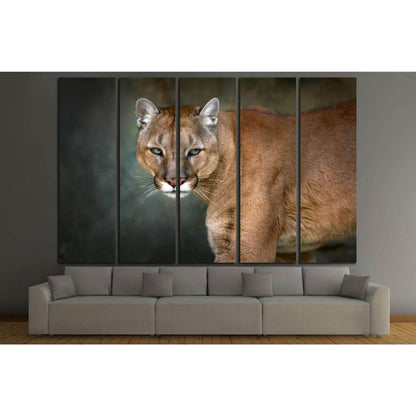 Mountain lion , cougar, puma portrait in motion on dark background №1832 Ready to Hang Canvas PrintCanvas art arrives ready to hang, with hanging accessories included and no additional framing required. Every canvas print is hand-crafted, made on-demand a