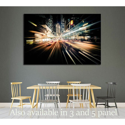 Moving through modern city street with illuminated skyscrapers. Hong Kong №2184 Ready to Hang Canvas PrintCanvas art arrives ready to hang, with hanging accessories included and no additional framing required. Every canvas print is hand-crafted, made on-d