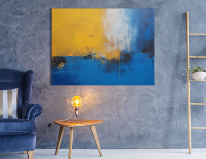 Mustard Yellow and Cerulean Blue - Canvas Print - Artoholica Ready to Hang Canvas Print