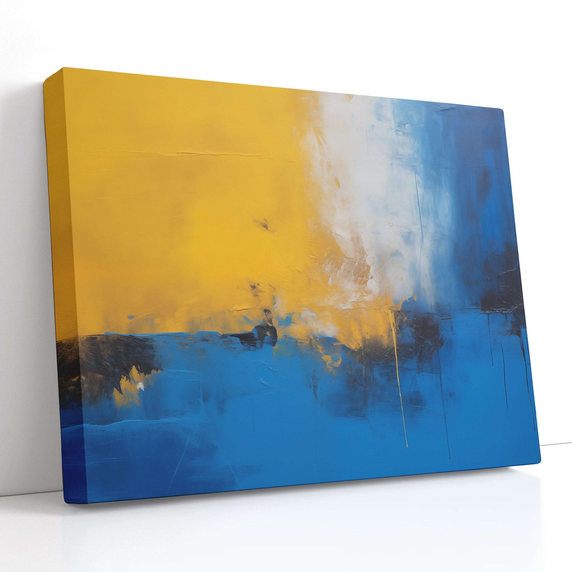 Mustard Yellow and Cerulean Blue - Canvas Print - Artoholica Ready to Hang Canvas Print