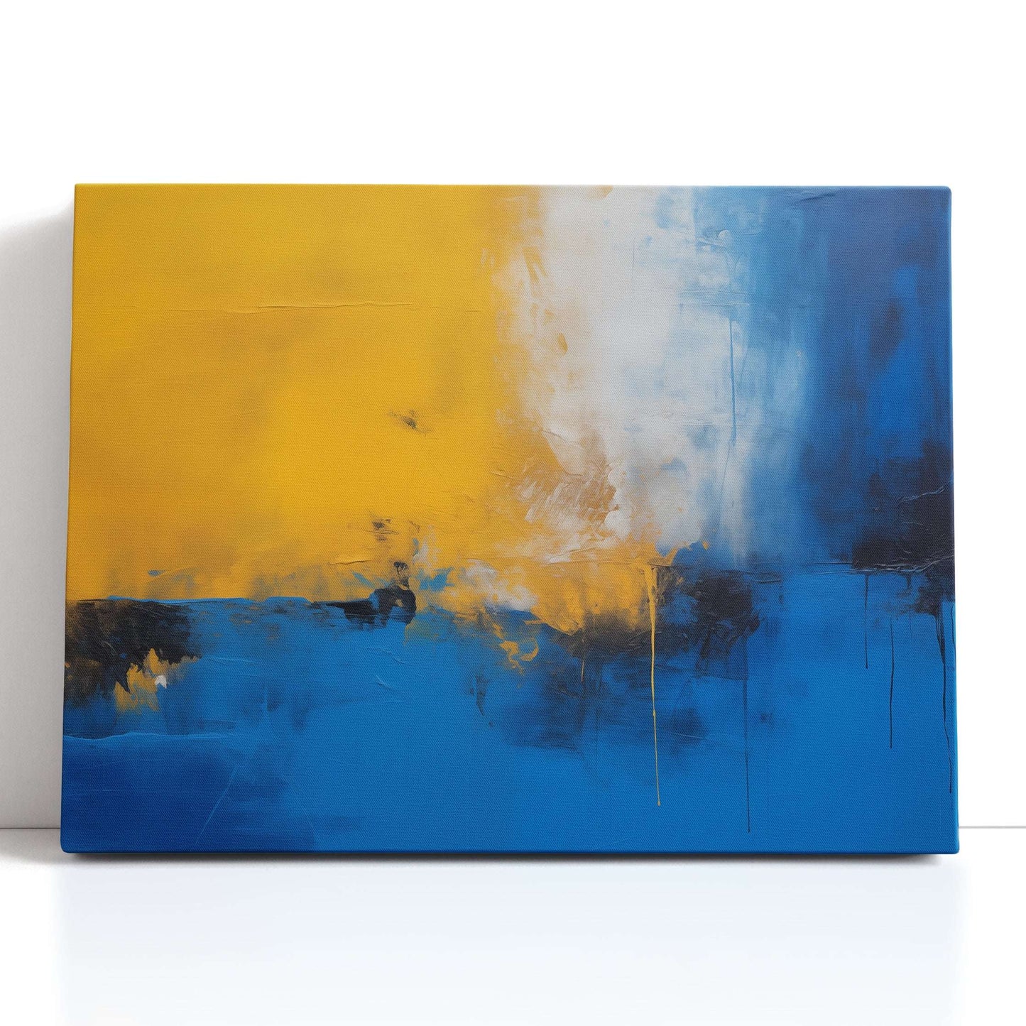 Mustard Yellow and Cerulean Blue - Canvas Print - Artoholica Ready to Hang Canvas Print