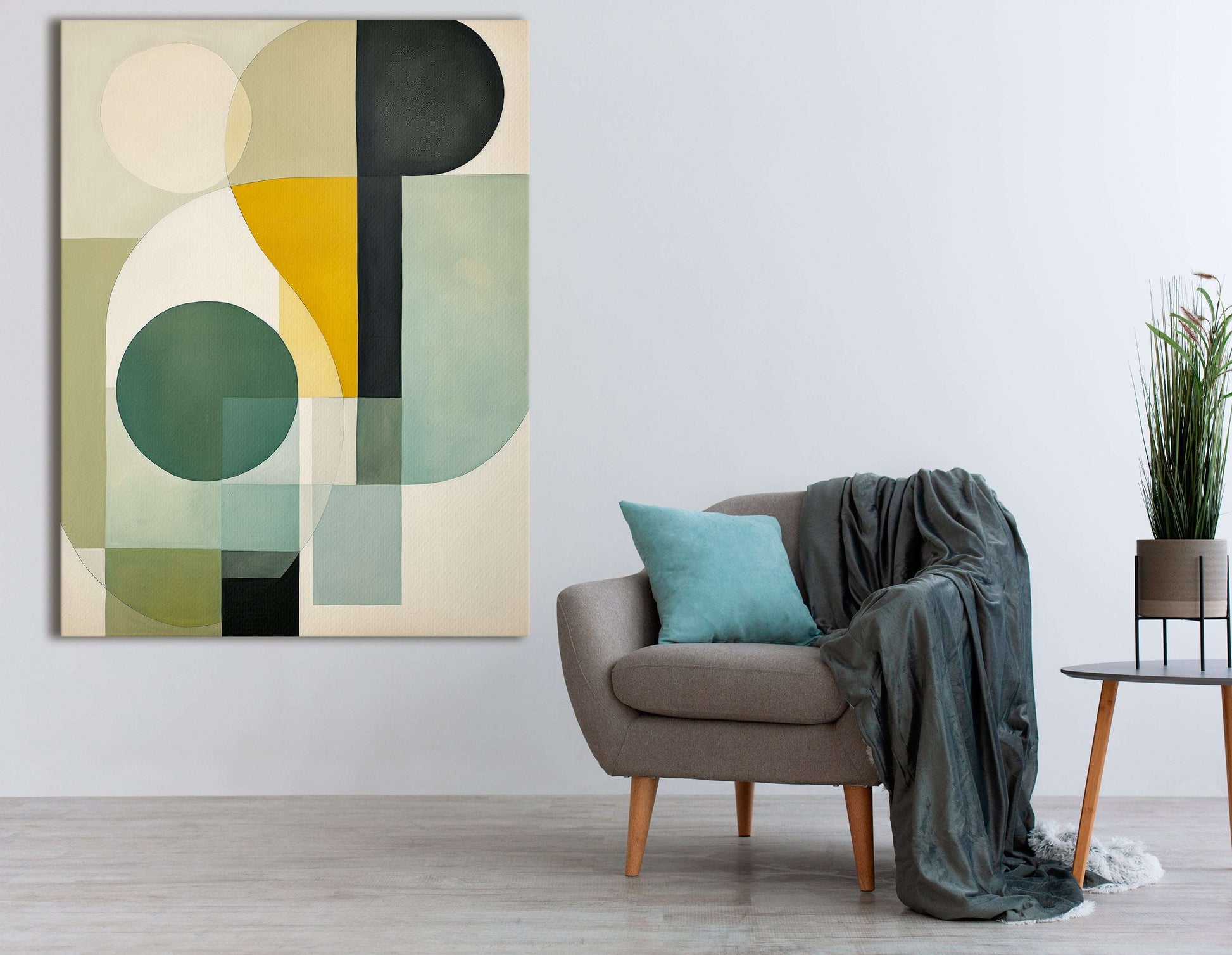 Muted Palette of Green, Yellow, and Black - Canvas Print - Artoholica Ready to Hang Canvas Print