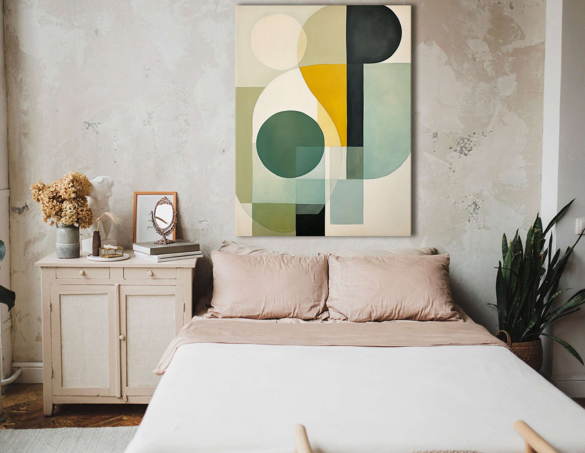 Muted Palette of Green, Yellow, and Black - Canvas Print - Artoholica Ready to Hang Canvas Print