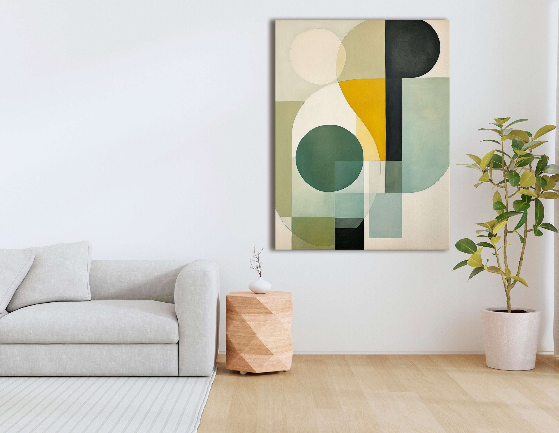 Muted Palette of Green, Yellow, and Black - Canvas Print - Artoholica Ready to Hang Canvas Print