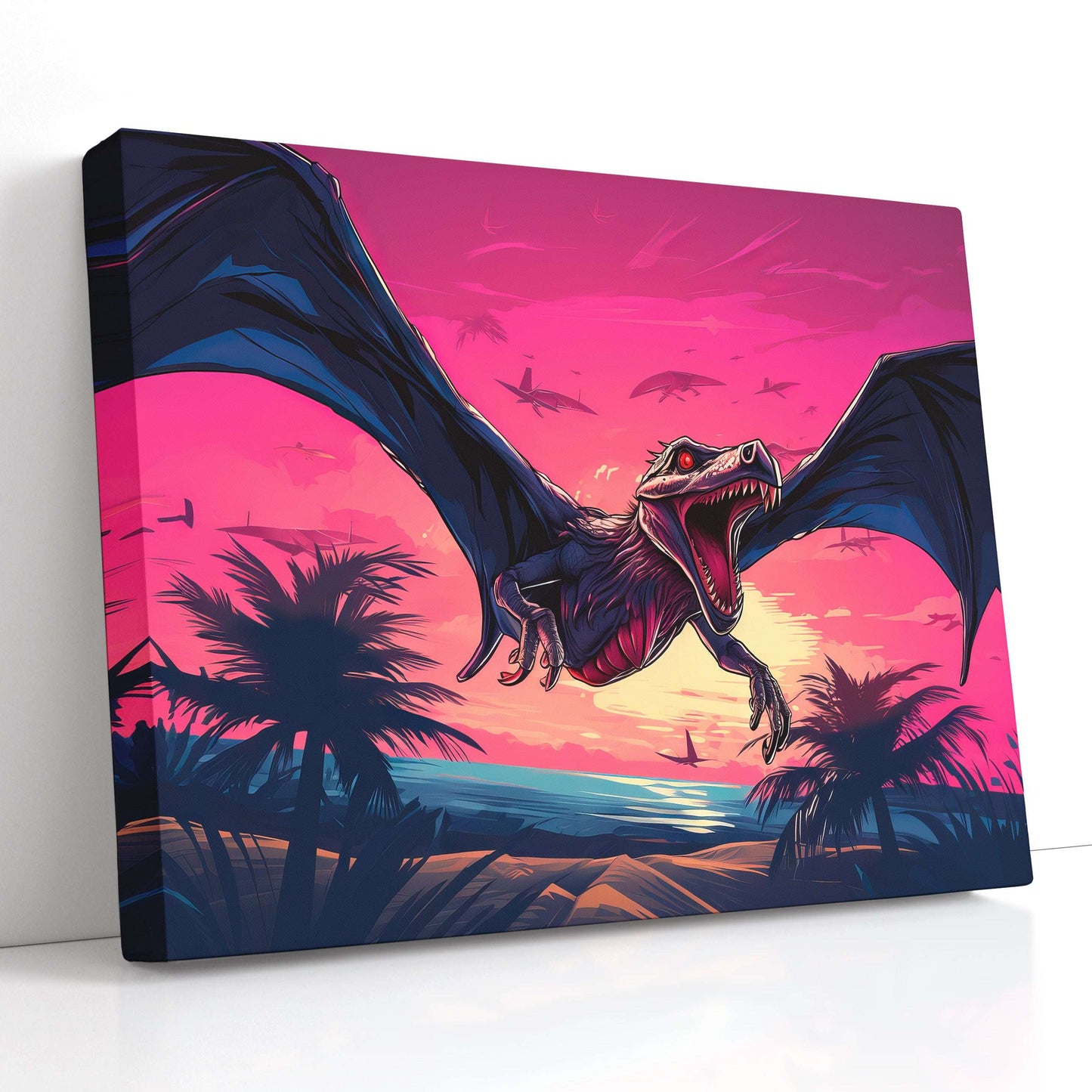 Mystic Dragon in Pink Sunset Skies - Canvas Print - Artoholica Ready to Hang Canvas Print