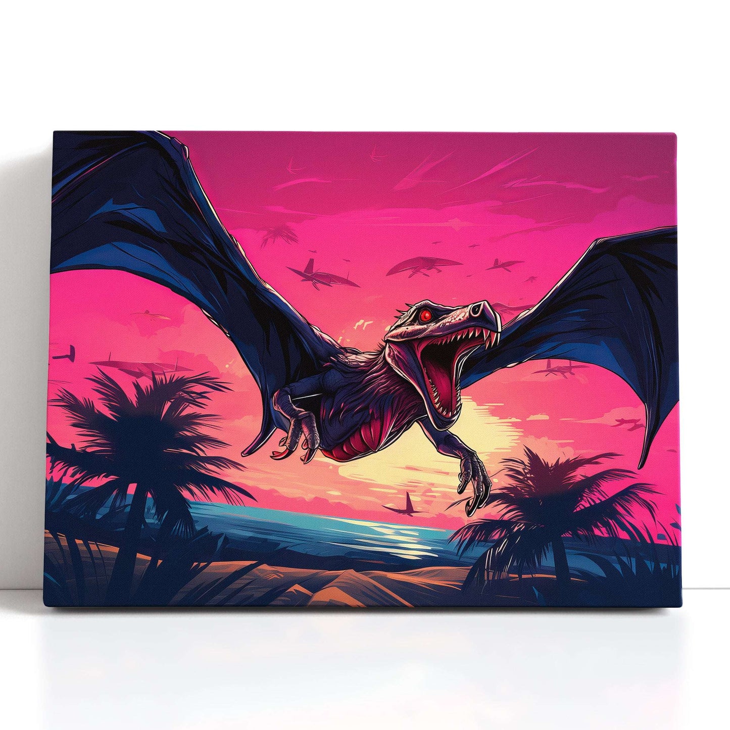 Mystic Dragon in Pink Sunset Skies - Canvas Print - Artoholica Ready to Hang Canvas Print