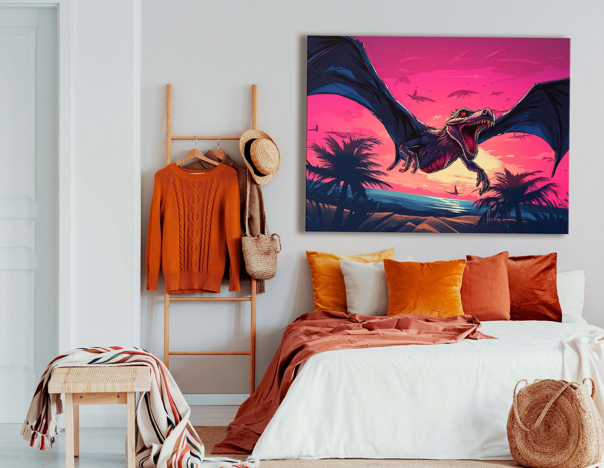 Mystic Dragon in Pink Sunset Skies - Canvas Print - Artoholica Ready to Hang Canvas Print