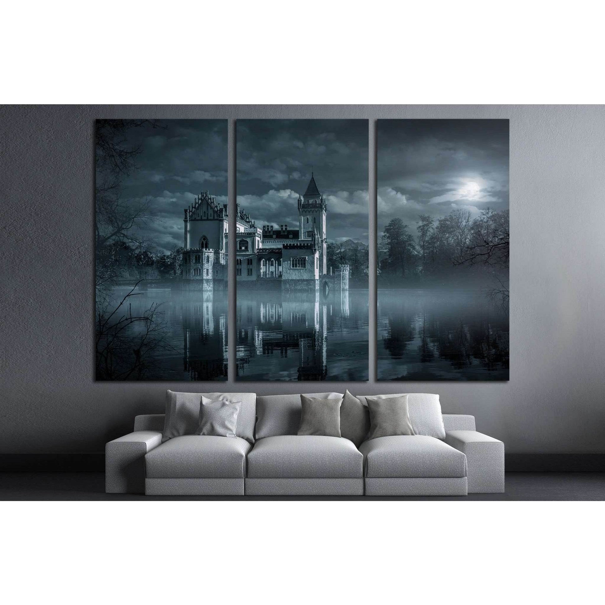 Mystic Water castle in moonlight №1799 Ready to Hang Canvas PrintCanvas art arrives ready to hang, with hanging accessories included and no additional framing required. Every canvas print is hand-crafted, made on-demand at our workshop and expertly stretc