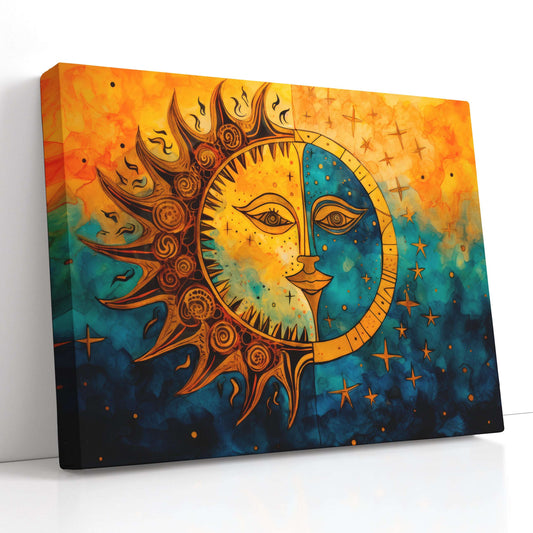 Mystical Harmony of Sun and Moon - Canvas Print - Artoholica Ready to Hang Canvas Print