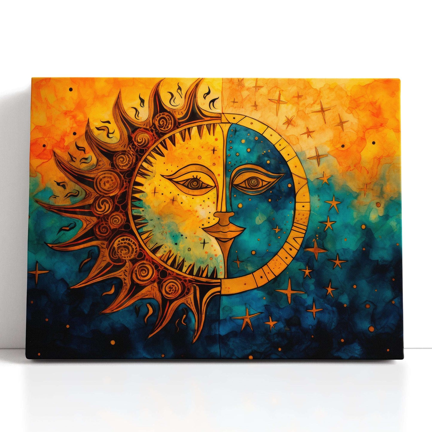 Mystical Harmony of Sun and Moon - Canvas Print - Artoholica Ready to Hang Canvas Print