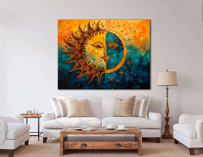 Mystical Harmony of Sun and Moon - Canvas Print - Artoholica Ready to Hang Canvas Print