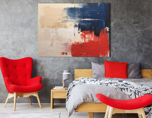 Navy and Apple Red Abstract - Canvas Print - Artoholica Ready to Hang Canvas Print