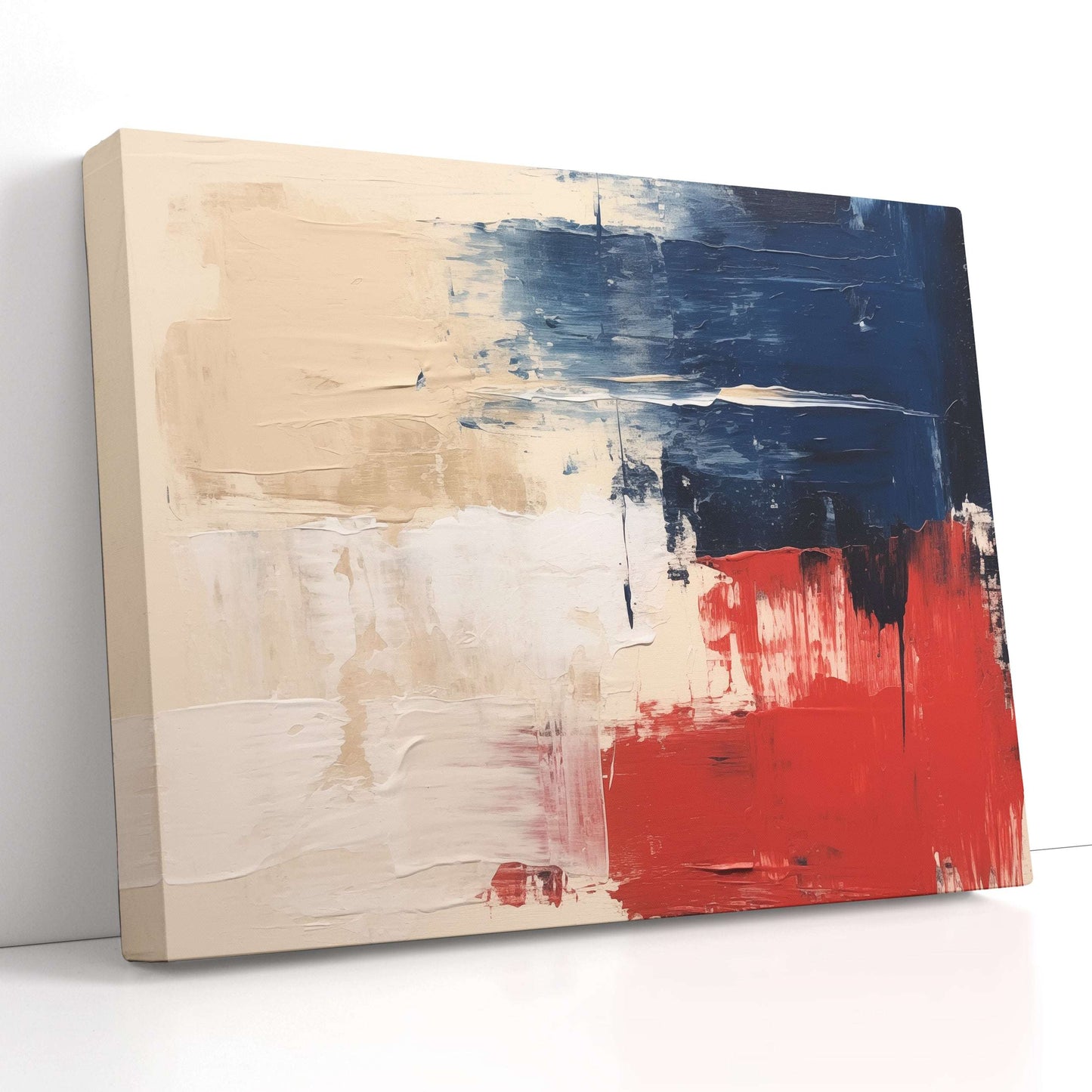 Navy and Apple Red Abstract - Canvas Print - Artoholica Ready to Hang Canvas Print