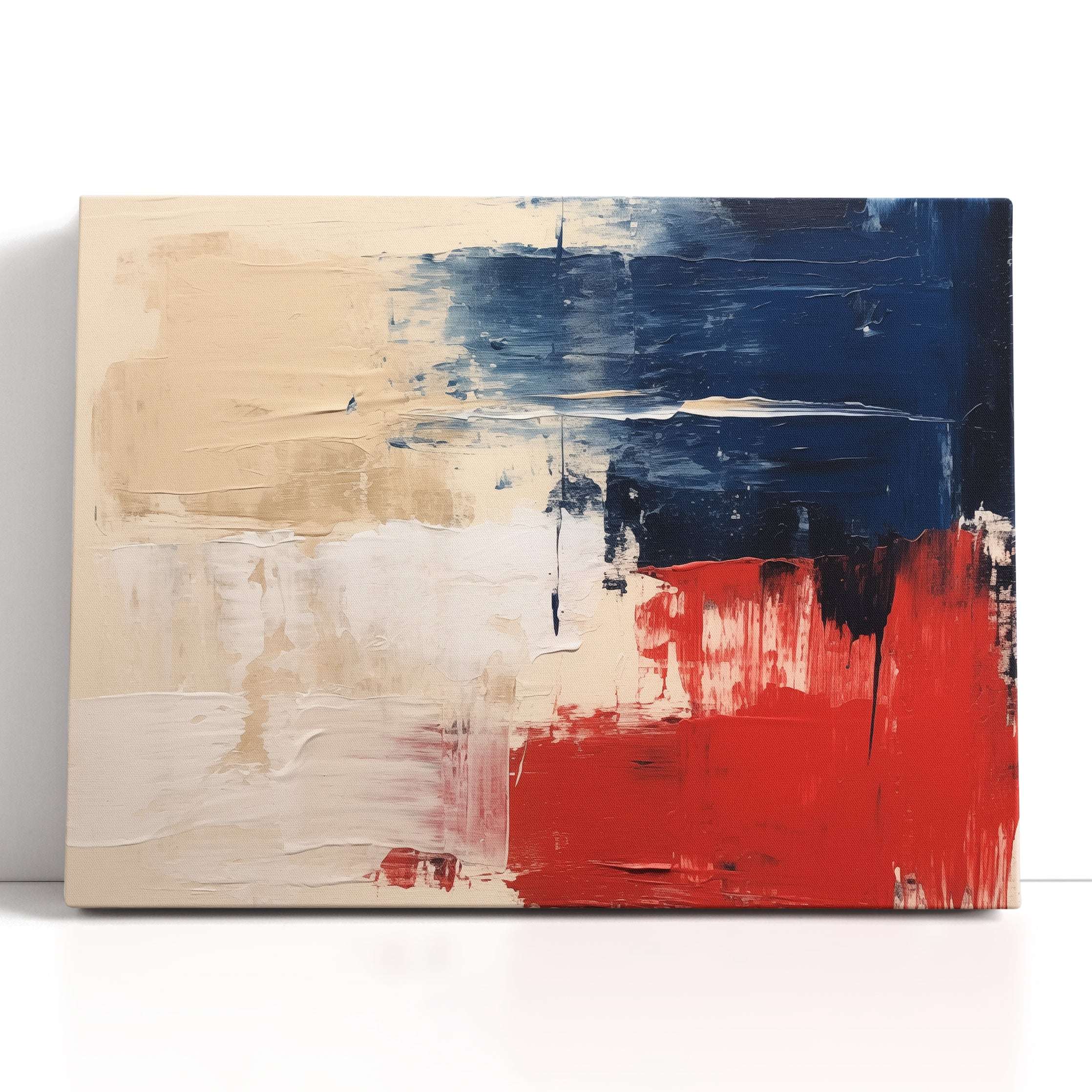 Navy and Apple Red Abstract - Canvas Print - Artoholica Ready to Hang Canvas Print