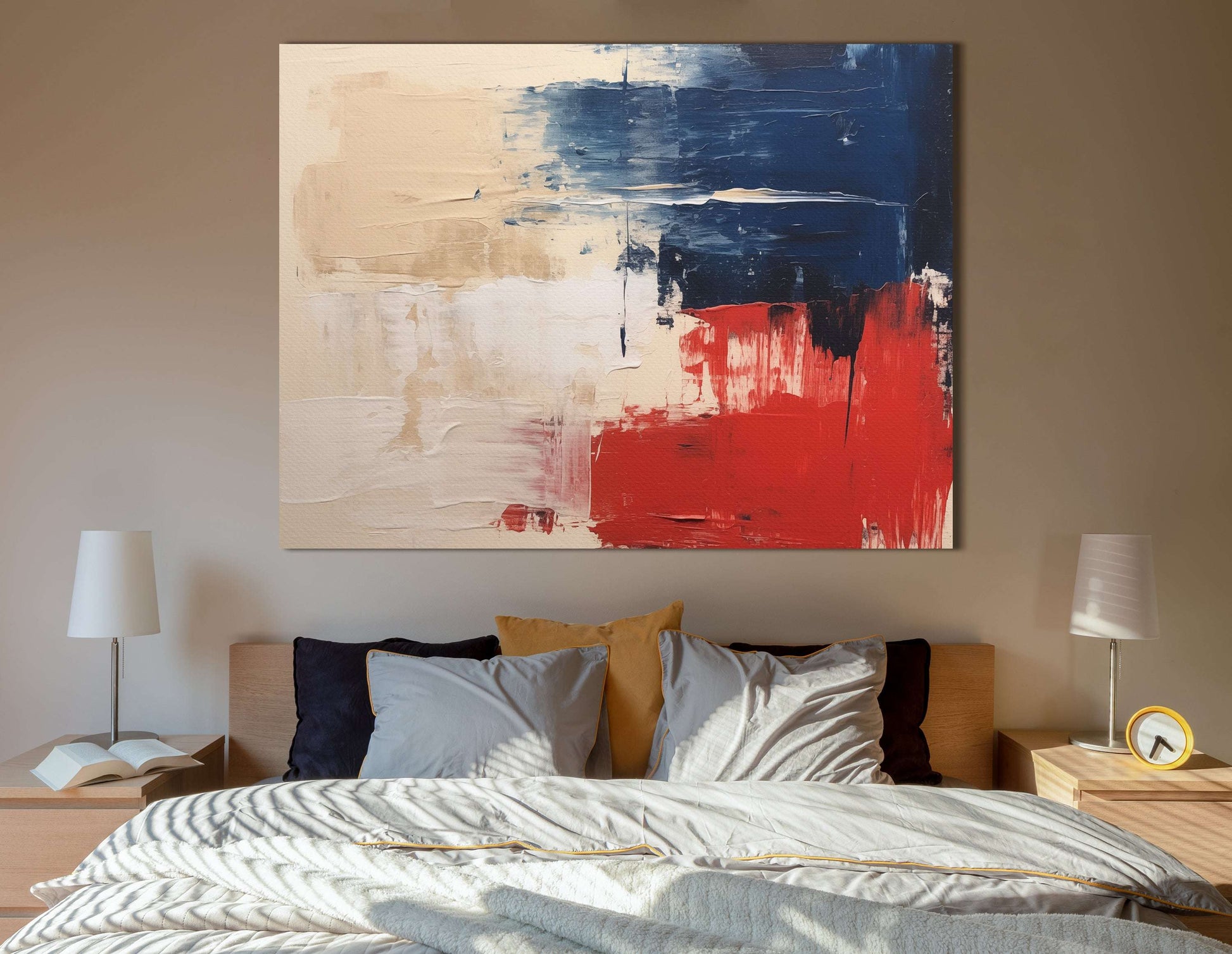 Navy and Apple Red Abstract - Canvas Print - Artoholica Ready to Hang Canvas Print