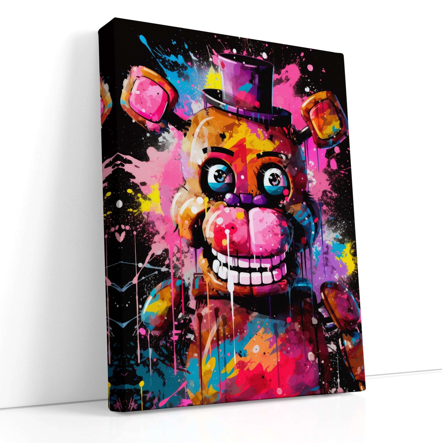 Neon Nights with Animatronic Bear - Canvas Print - Artoholica Ready to Hang Canvas Print