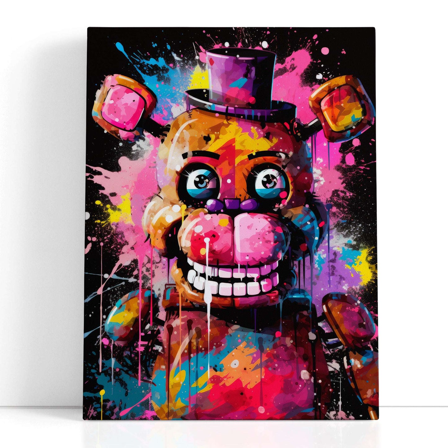 Neon Nights with Animatronic Bear - Canvas Print - Artoholica Ready to Hang Canvas Print