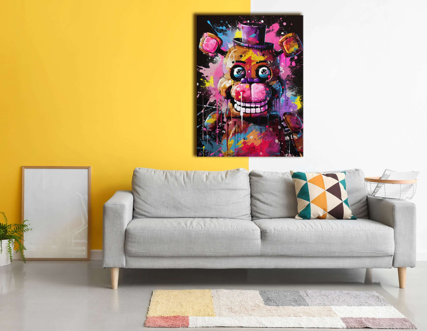 Neon Nights with Animatronic Bear - Canvas Print - Artoholica Ready to Hang Canvas Print