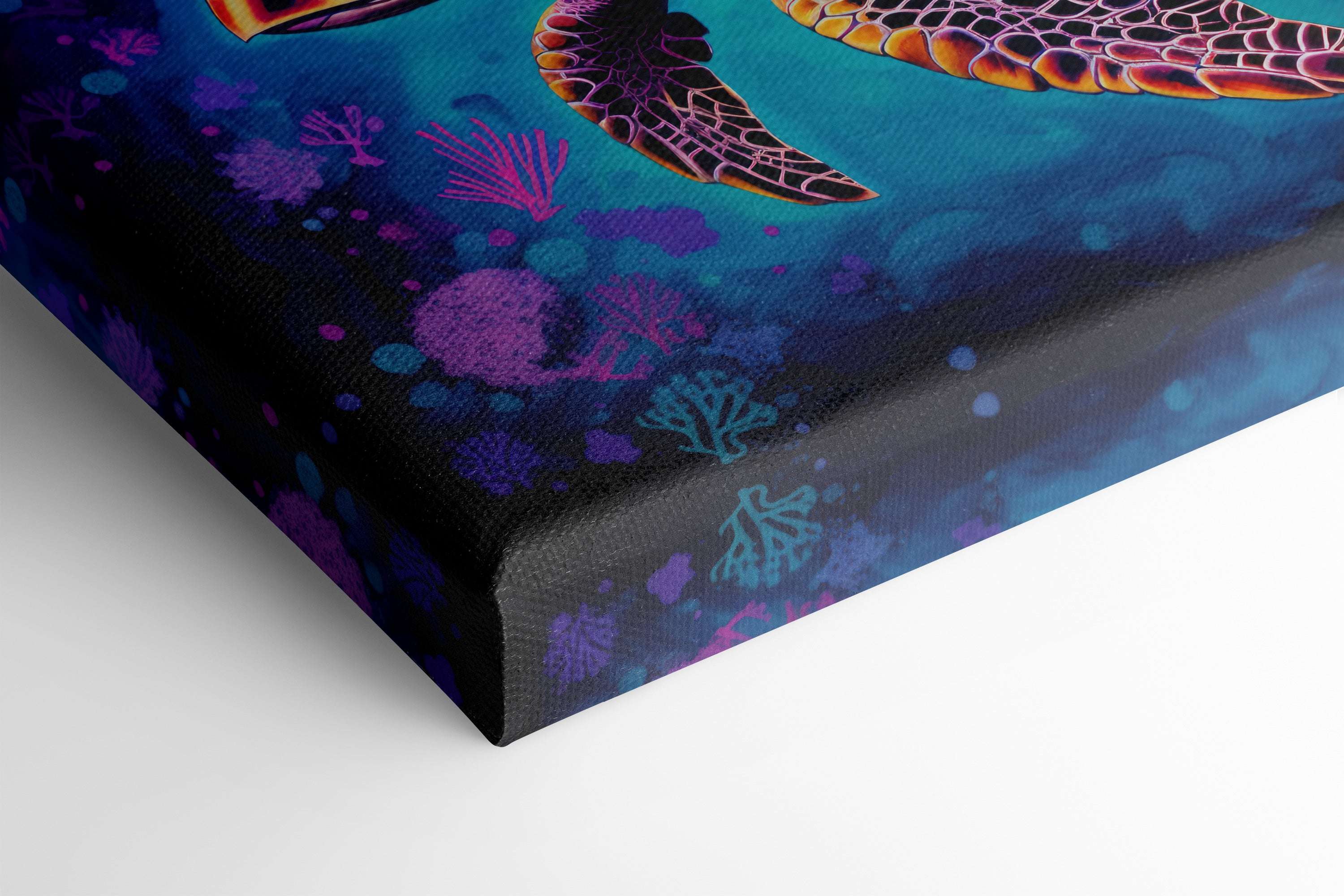Neon Sea Turtle - Canvas Print - Artoholica Ready to Hang Canvas Print