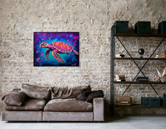 Neon Sea Turtle - Canvas Print - Artoholica Ready to Hang Canvas Print