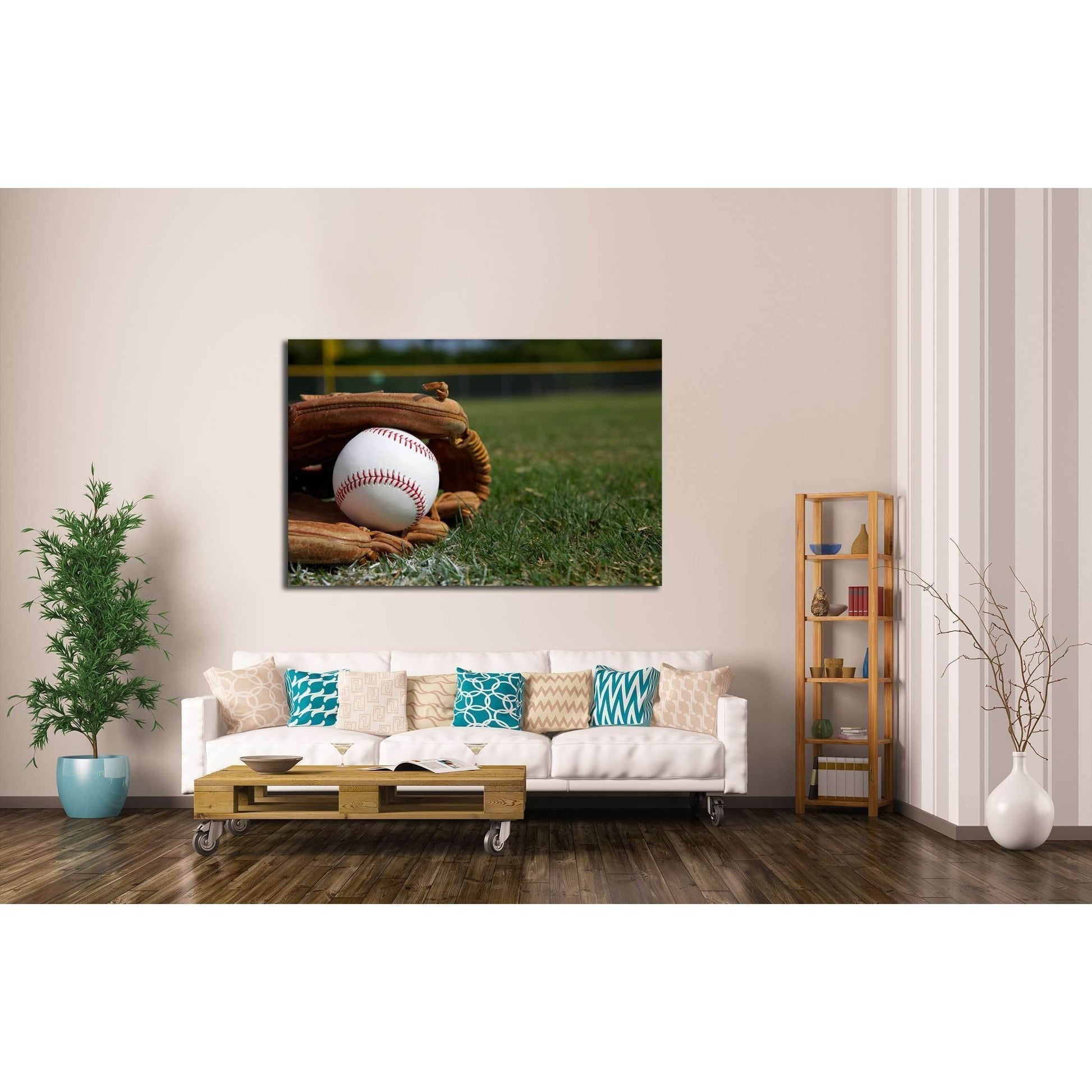 New Baseball in a Glove in the Outfield №2124 Ready to Hang Canvas PrintCanvas art arrives ready to hang, with hanging accessories included and no additional framing required. Every canvas print is hand-crafted, made on-demand at our workshop and expertly