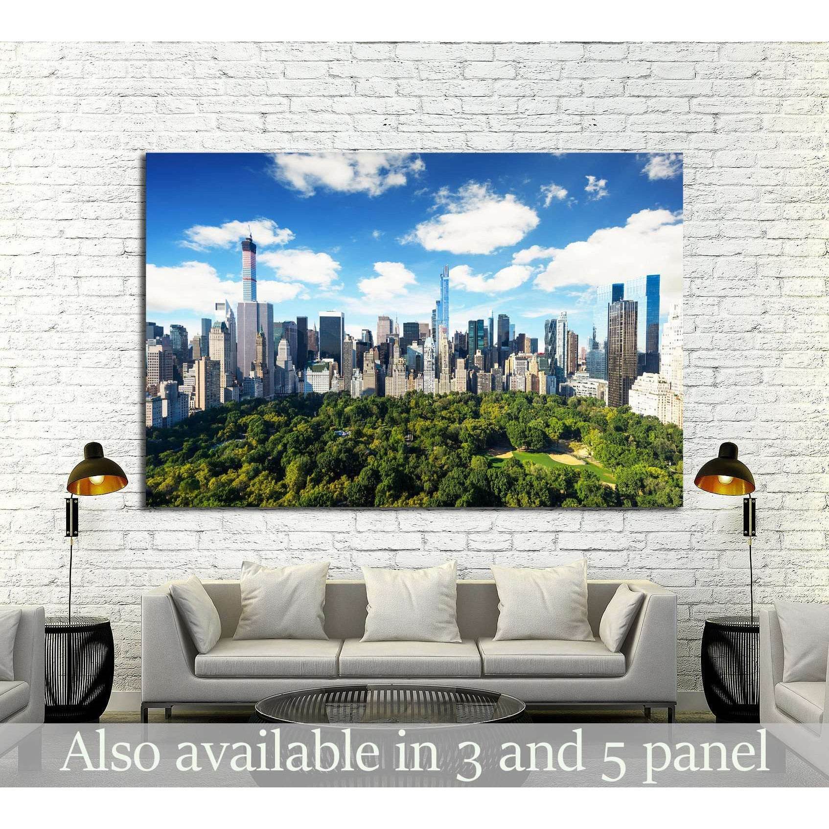 New York City, central park view to manhattan with park at sunny day №2273 Ready to Hang Canvas PrintCanvas art arrives ready to hang, with hanging accessories included and no additional framing required. Every canvas print is hand-crafted, made on-demand