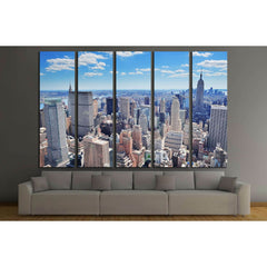 New York City Manhattan midtown aerial panorama view with skyscrapers №2599 Ready to Hang Canvas PrintCanvas art arrives ready to hang, with hanging accessories included and no additional framing required. Every canvas print is hand-crafted, made on-deman