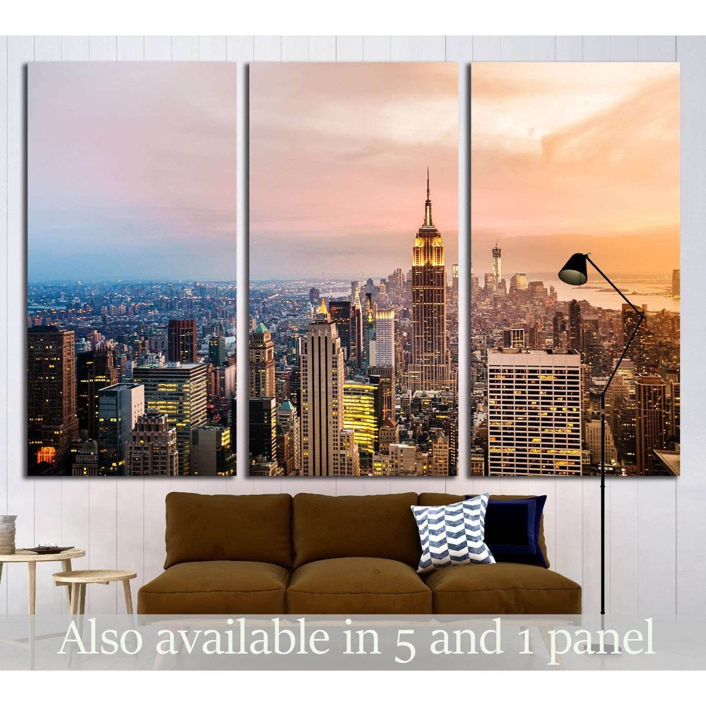 New York City skyline with urban skyscrapers at sunset №1937 Ready to Hang Canvas PrintCanvas art arrives ready to hang, with hanging accessories included and no additional framing required. Every canvas print is hand-crafted, made on-demand at our worksh