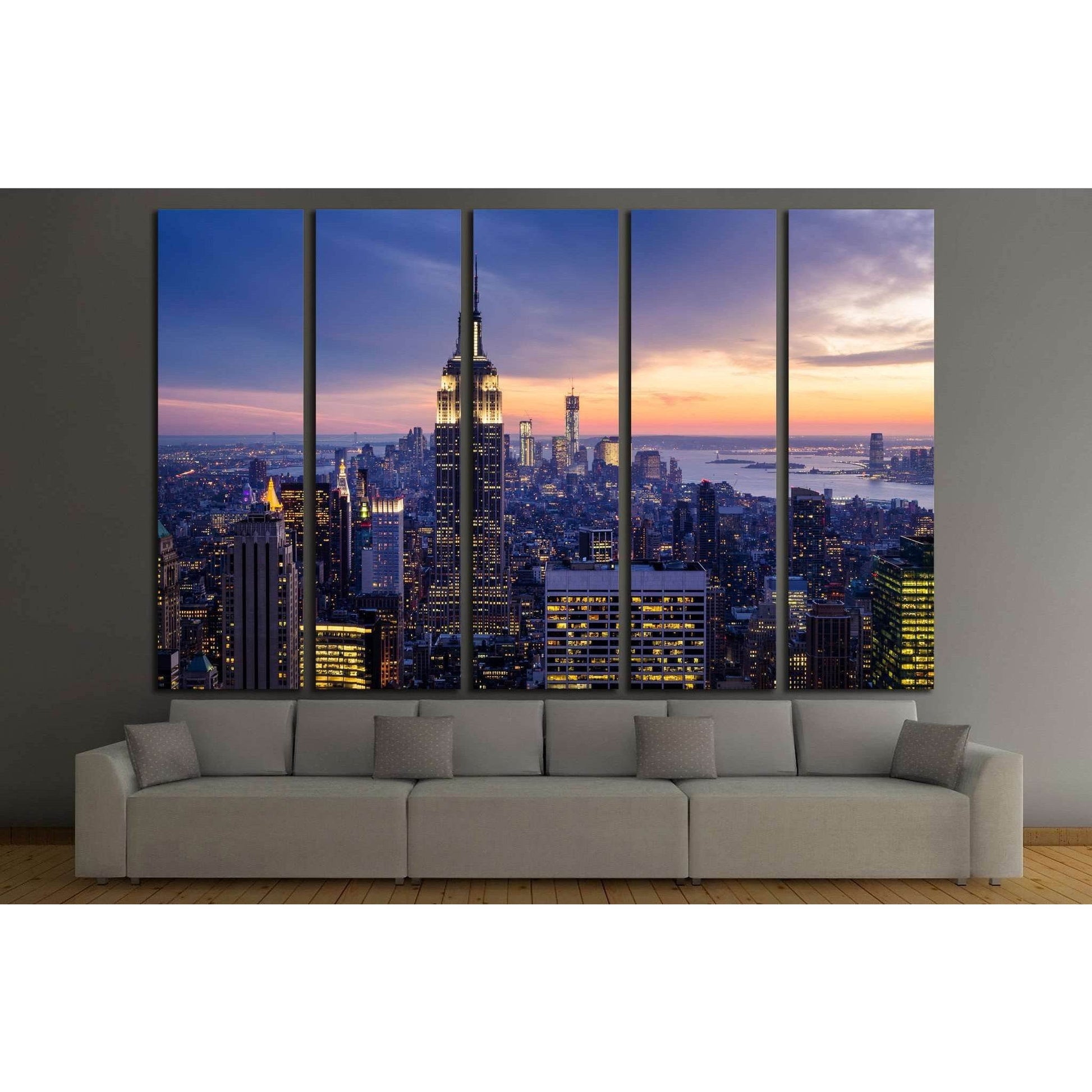 New York City with skyscrapers at sunset №2037 Ready to Hang Canvas PrintCanvas art arrives ready to hang, with hanging accessories included and no additional framing required. Every canvas print is hand-crafted, made on-demand at our workshop and expertl