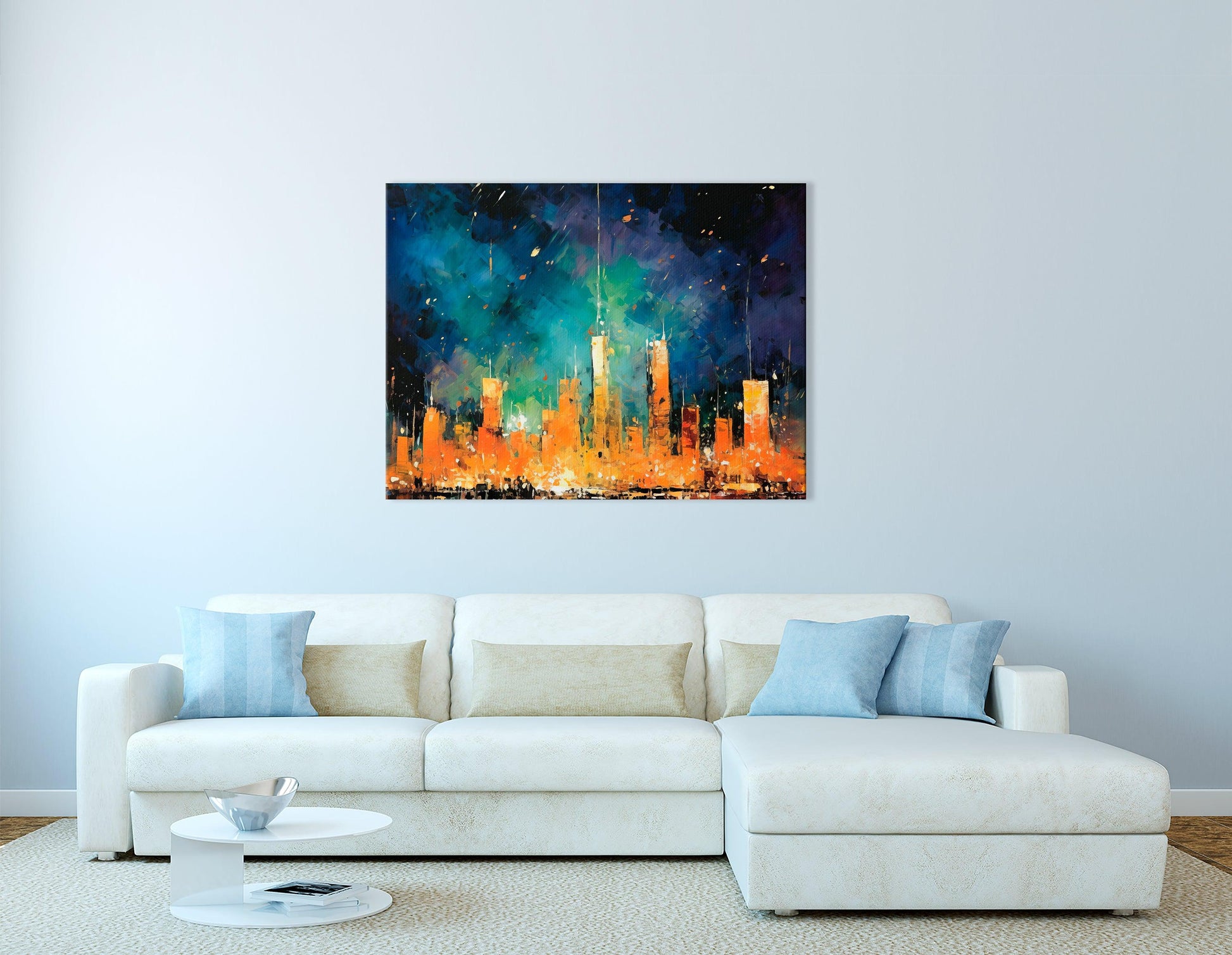 New York Cityline after Dark - Canvas Print - Artoholica Ready to Hang Canvas Print