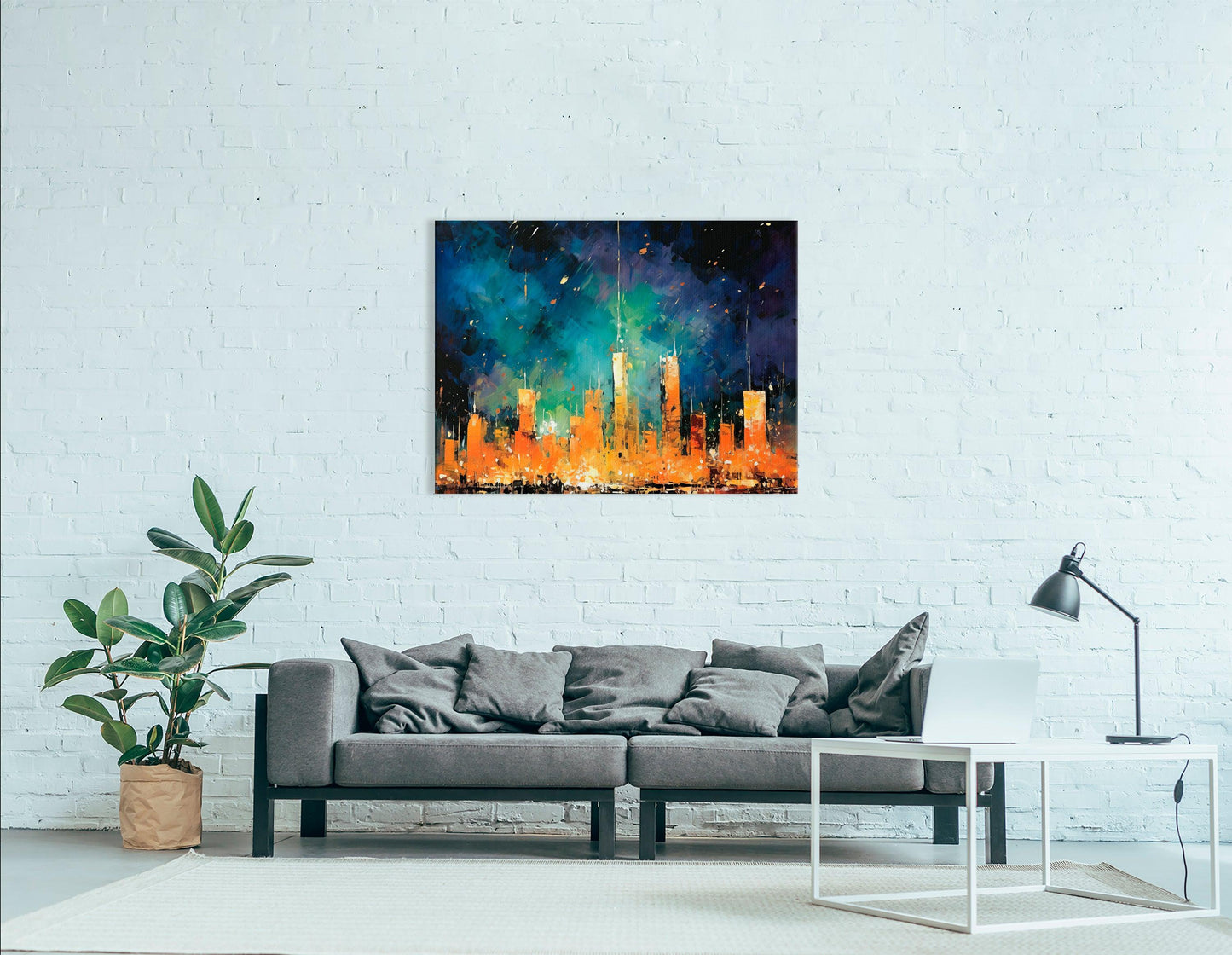 New York Cityline after Dark - Canvas Print - Artoholica Ready to Hang Canvas Print