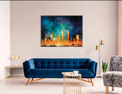 New York Cityline after Dark - Canvas Print - Artoholica Ready to Hang Canvas Print