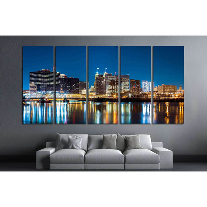 Newark, NJ cityscape by night, viewed from Riverbank park №1693 Ready to Hang Canvas PrintCanvas art arrives ready to hang, with hanging accessories included and no additional framing required. Every canvas print is hand-crafted, made on-demand at our wor