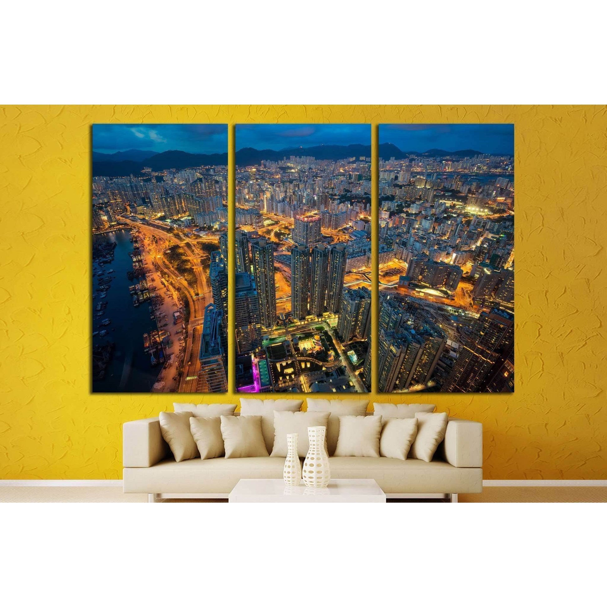 Night cityscape from top of building №1367 Ready to Hang Canvas PrintCanvas art arrives ready to hang, with hanging accessories included and no additional framing required. Every canvas print is hand-crafted, made on-demand at our workshop and expertly st