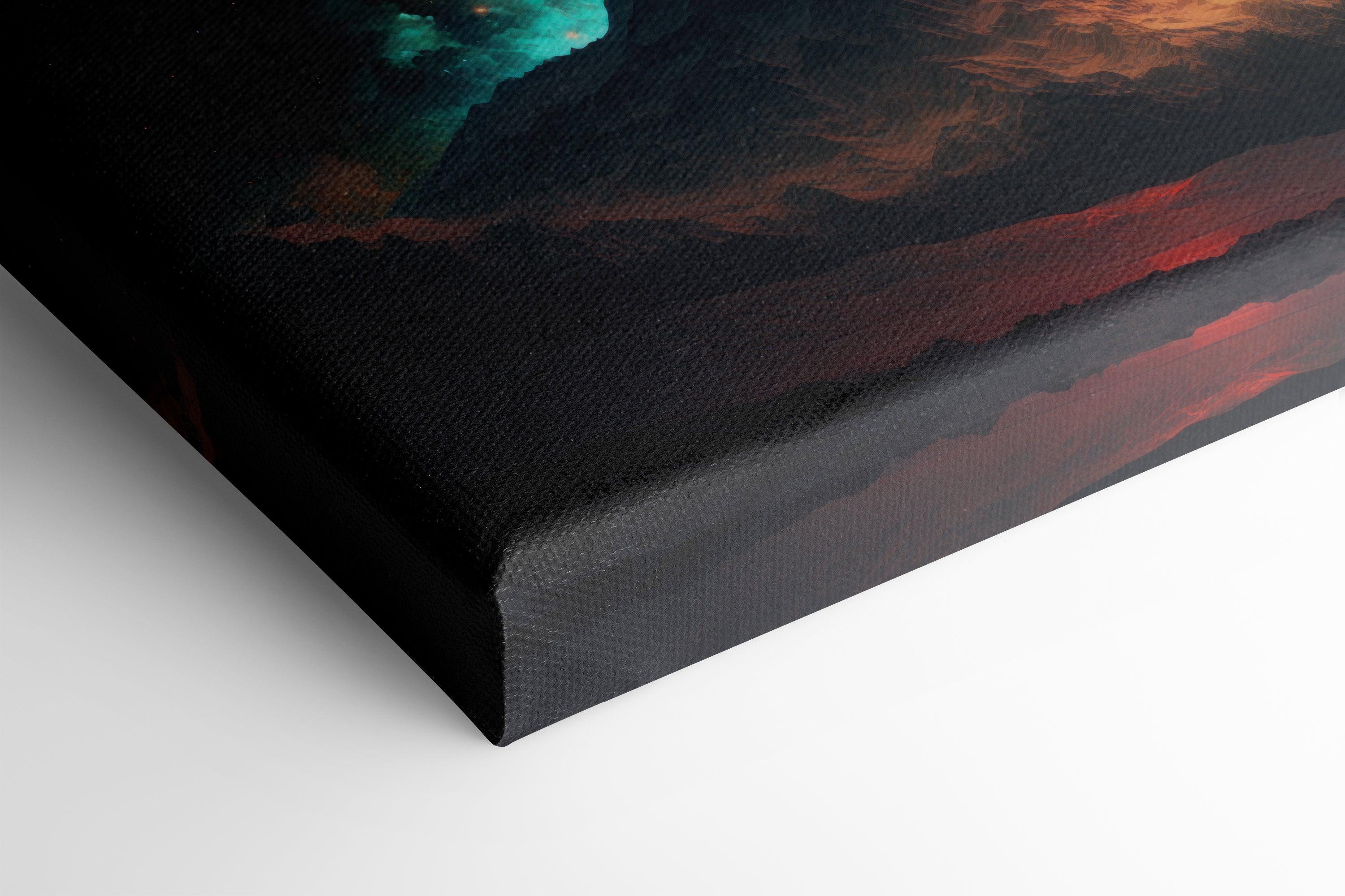 Night Landscape Under Radiant Aurora - Canvas Print - Artoholica Ready to Hang Canvas Print