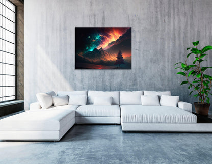 Night Landscape Under Radiant Aurora - Canvas Print - Artoholica Ready to Hang Canvas Print