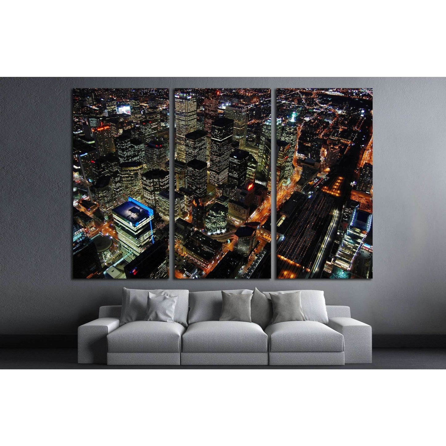 Night Scene of Toronto Skyscrapers viewed from CN tower, Toronto, Ontario, Canada №2010 Ready to Hang Canvas PrintCanvas art arrives ready to hang, with hanging accessories included and no additional framing required. Every canvas print is hand-crafted, m