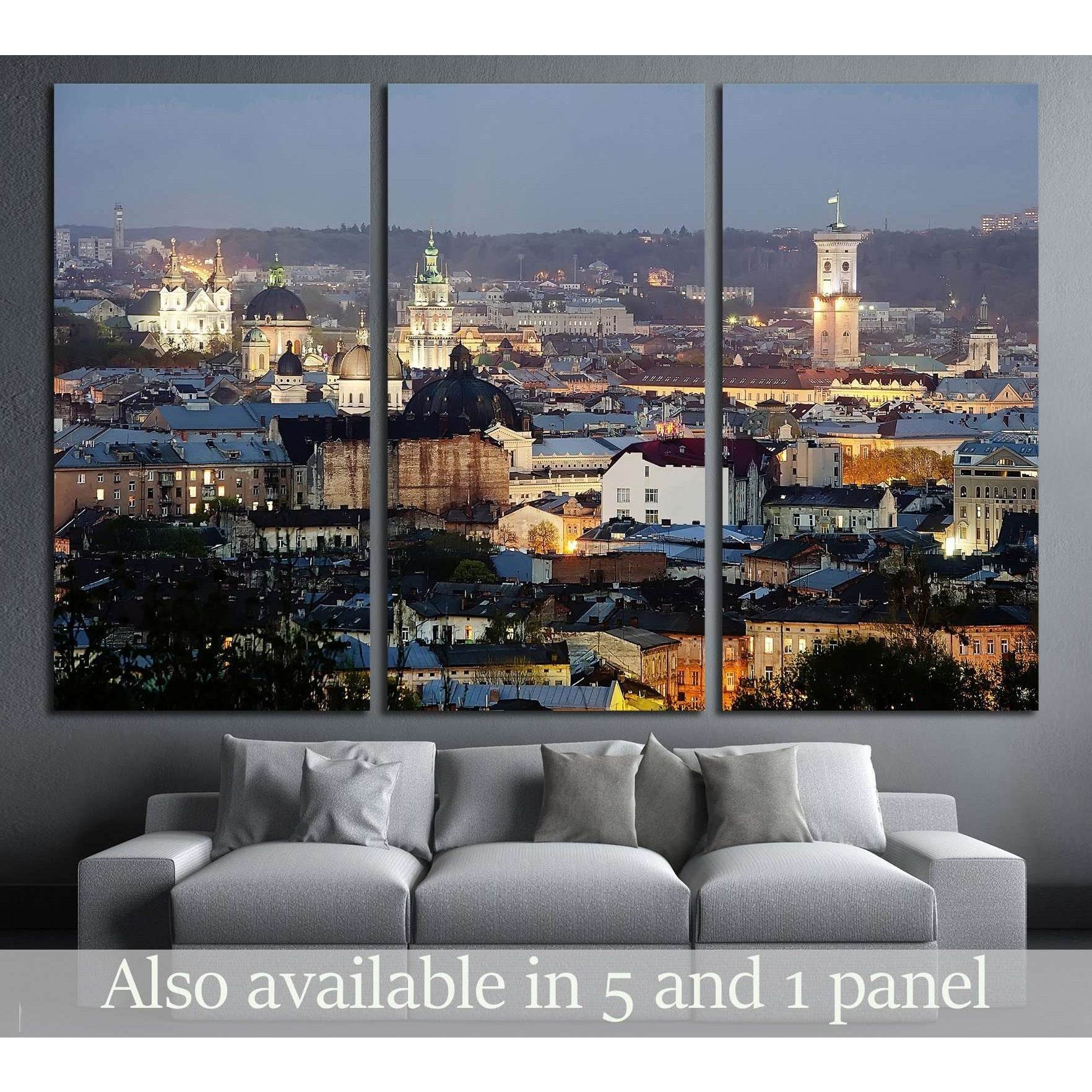 Night scenery of Lvov, view from height. Ukraine №2629 Ready to Hang Canvas PrintCanvas art arrives ready to hang, with hanging accessories included and no additional framing required. Every canvas print is hand-crafted, made on-demand at our workshop and