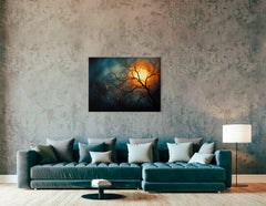 Night Sky with Tree Silhouette and Shining Stars - Canvas Print - Artoholica Ready to Hang Canvas Print