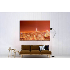 Night view of New York Manhattan during sunset №2403 Ready to Hang Canvas PrintCanvas art arrives ready to hang, with hanging accessories included and no additional framing required. Every canvas print is hand-crafted, made on-demand at our workshop and e