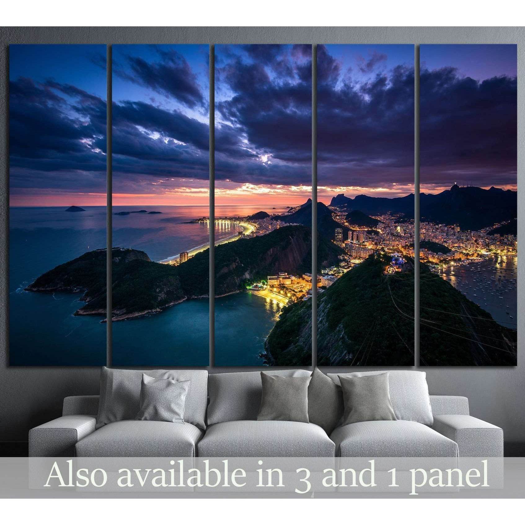 Night View of Rio de Janeiro City From the Sugarloaf Mountain №1318 Ready to Hang Canvas PrintCanvas art arrives ready to hang, with hanging accessories included and no additional framing required. Every canvas print is hand-crafted, made on-demand at our