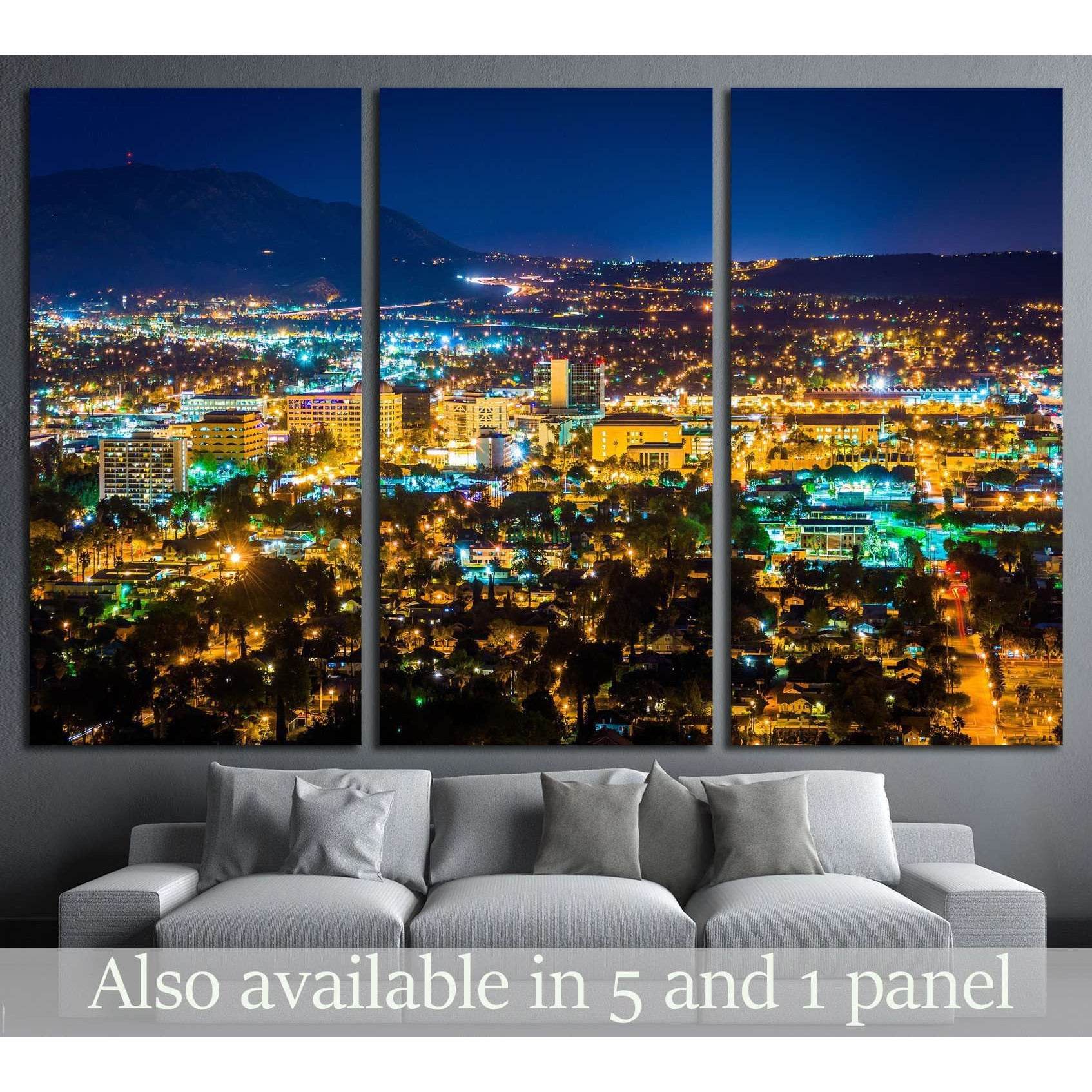 Night view of the city of Riverside, Mount Rubidoux Park, California №1698 Ready to Hang Canvas PrintCanvas art arrives ready to hang, with hanging accessories included and no additional framing required. Every canvas print is hand-crafted, made on-demand