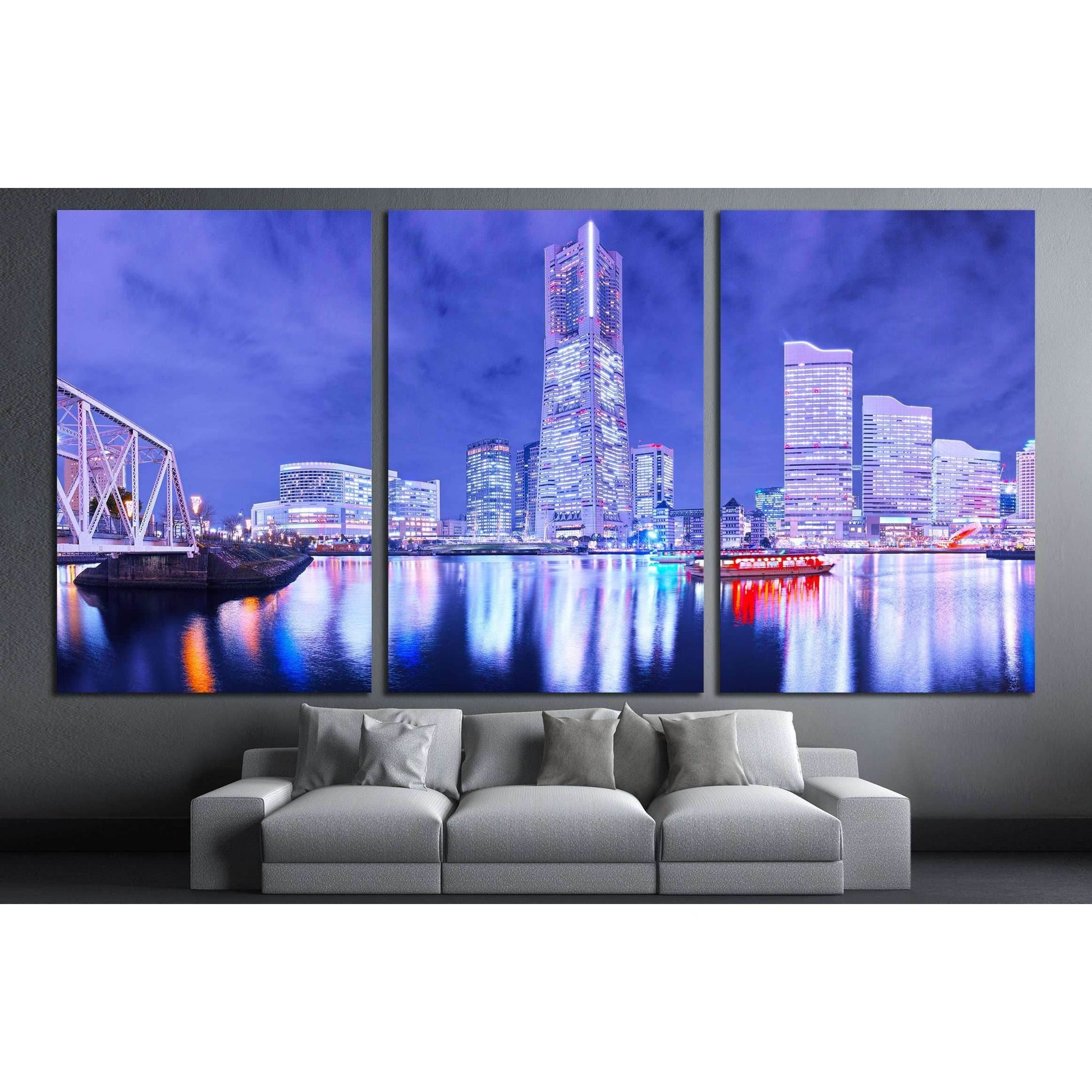 Night view of Yokohama №2939 Ready to Hang Canvas PrintCanvas art arrives ready to hang, with hanging accessories included and no additional framing required. Every canvas print is hand-crafted, made on-demand at our workshop and expertly stretched around