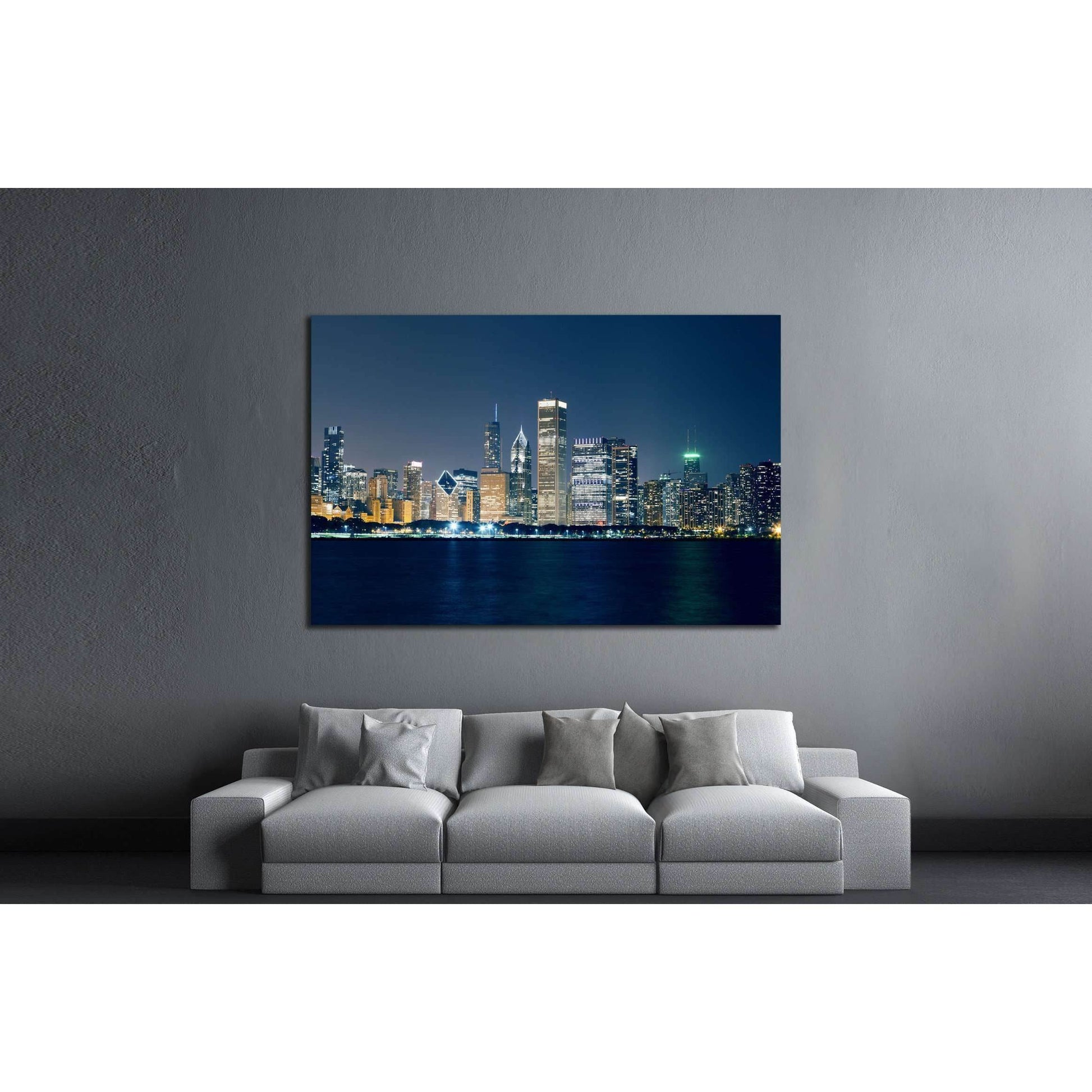 Night View On Chicago Skyline №2149 Ready to Hang Canvas PrintCanvas art arrives ready to hang, with hanging accessories included and no additional framing required. Every canvas print is hand-crafted, made on-demand at our workshop and expertly stretched