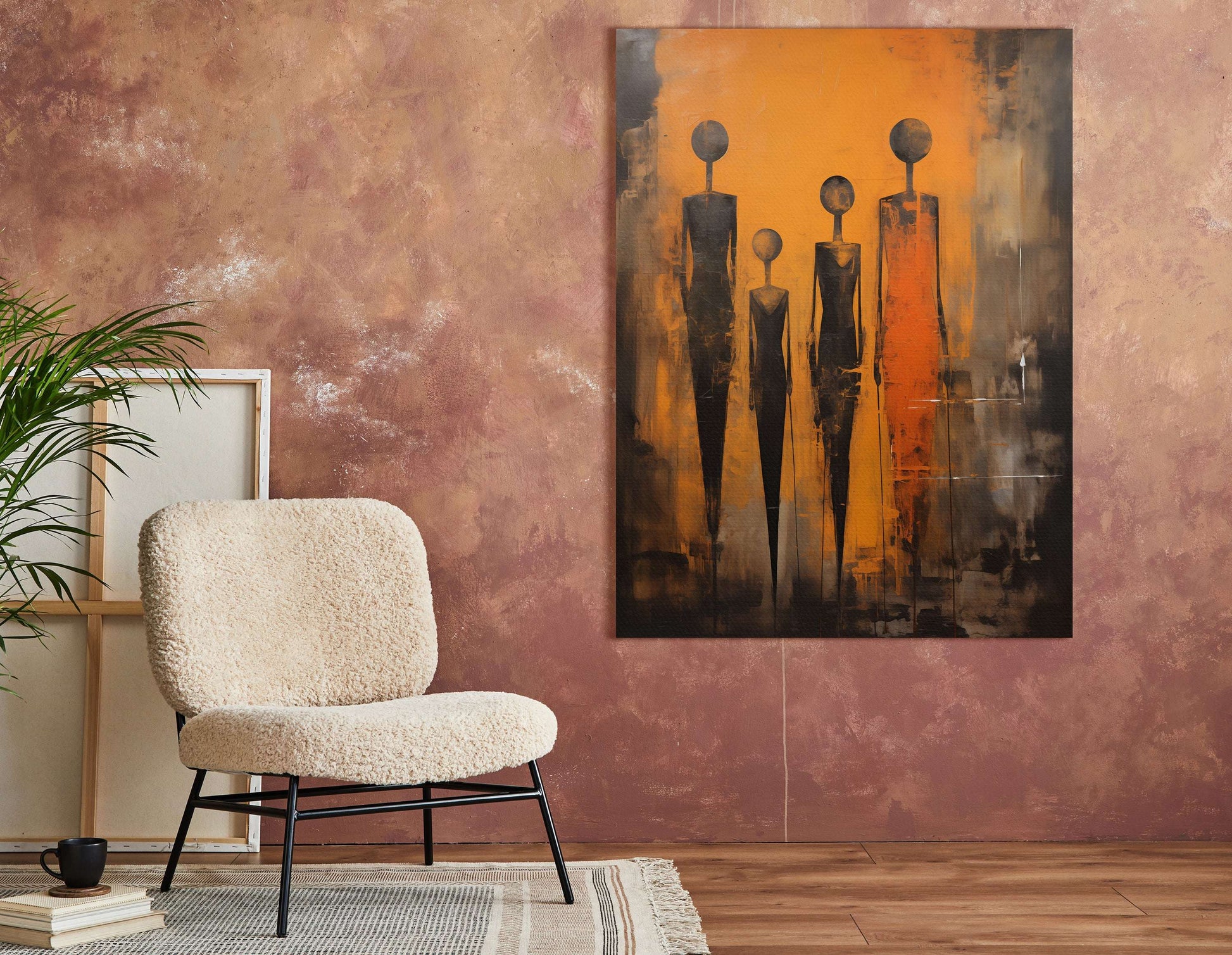 Obsidian and Amber Abstract Figures - Canvas Print - Artoholica Ready to Hang Canvas Print