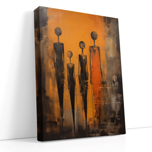 Obsidian and Amber Abstract Figures - Canvas Print - Artoholica Ready to Hang Canvas Print