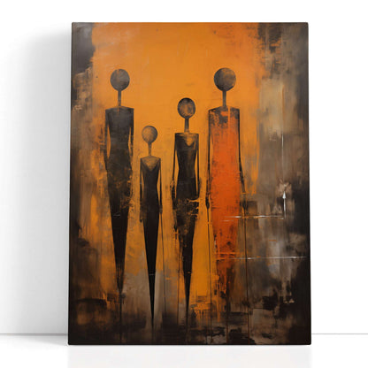 Obsidian and Amber Abstract Figures - Canvas Print - Artoholica Ready to Hang Canvas Print